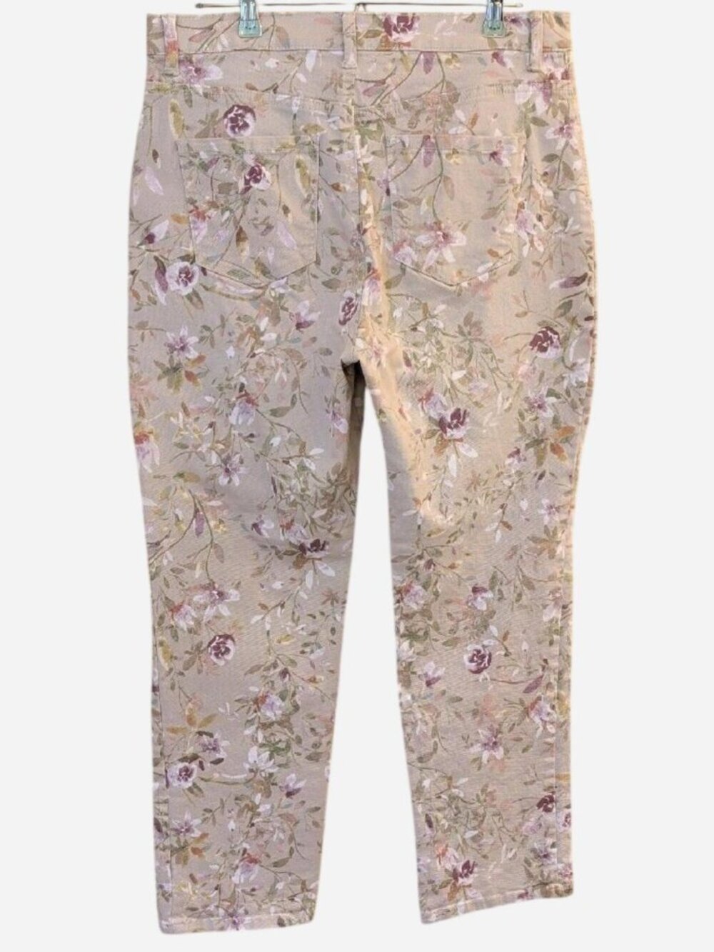 Gloria Vanderbilt Amanda Floral Jeans Size 12 Short| Beige Stretch Crop - Picture 3 of 9